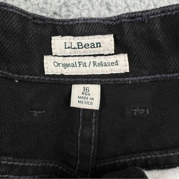 LL BEAN Original Fit Relaxed Elastic Back waist Black Jeans (HEMMED) Size 16 - Picture 7 of 13